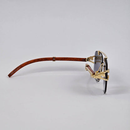 Luxury rimless cheetah sunglasses