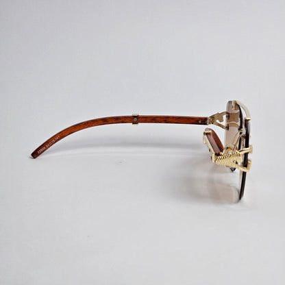 Luxury rimless cheetah sunglasses