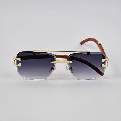 Rimless Cheetah metal Sunglasses black shades