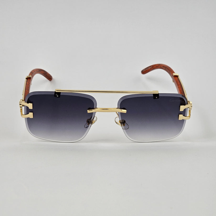 Rimless Cheetah metal Sunglasses black shades