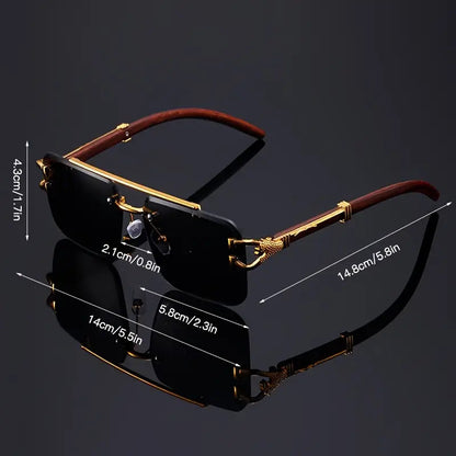 Rimless Cheetah metal Sunglasses black shades