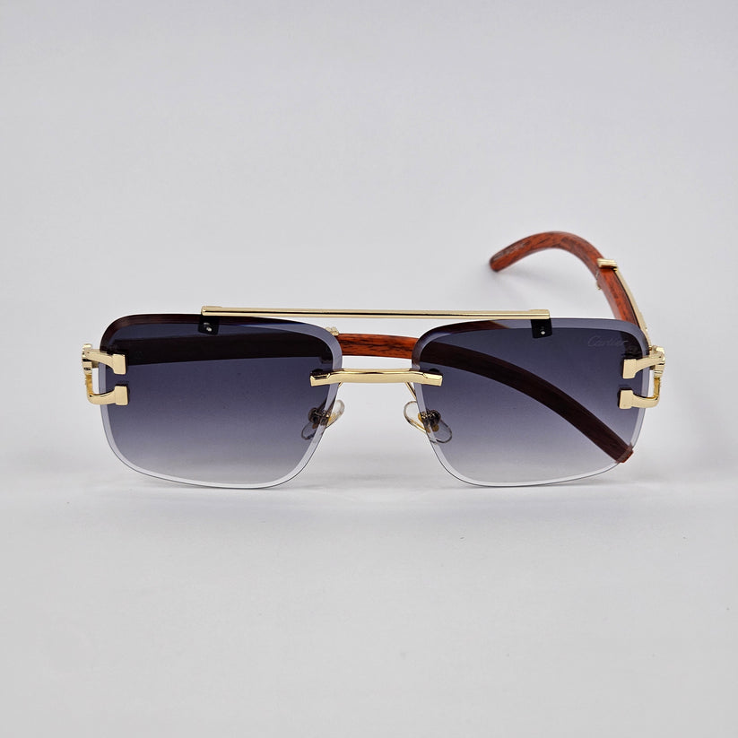 Rimless Cheetah metal Sunglasses gray shades