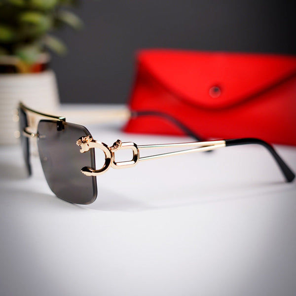 Rimless cheetah gold metal glasses