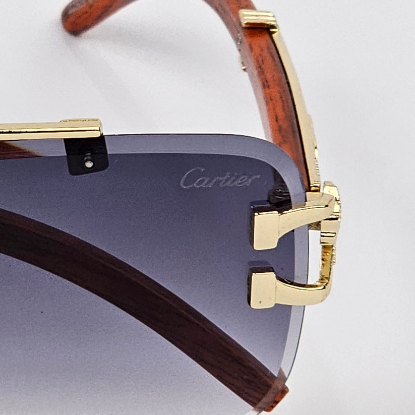 Rimless Cheetah metal Sunglasses gray shades