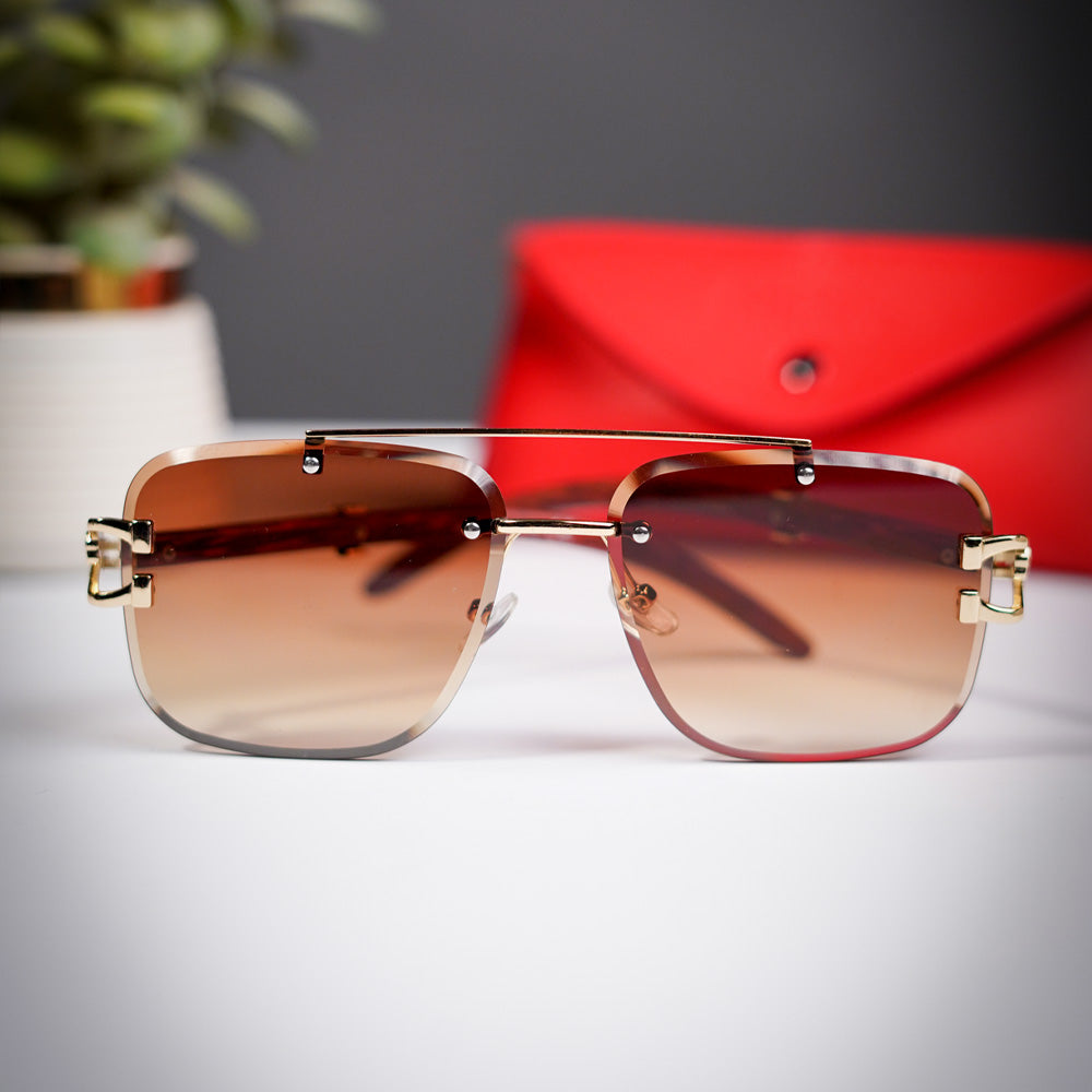 Luxury rimless cheetah sunglasses