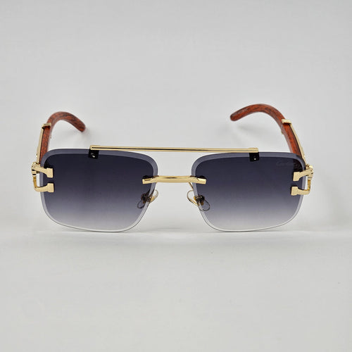 Rimless Cheetah metal Sunglasses gray shades