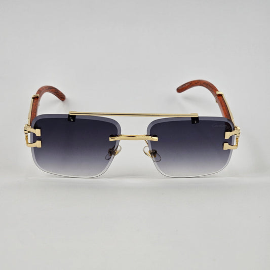 Rimless Cheetah metal Sunglasses gray shades