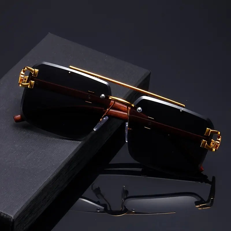 Luxury rimless cheetah sunglasses