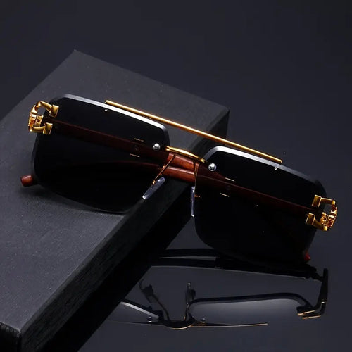 Luxury rimless cheetah sunglasses