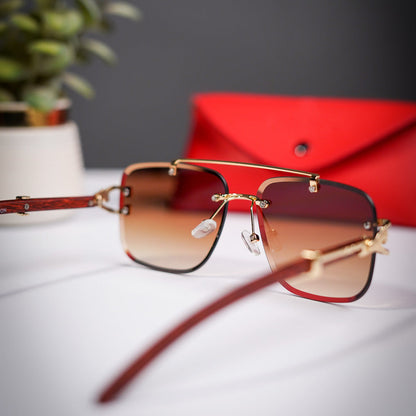 Luxury rimless cheetah sunglasses